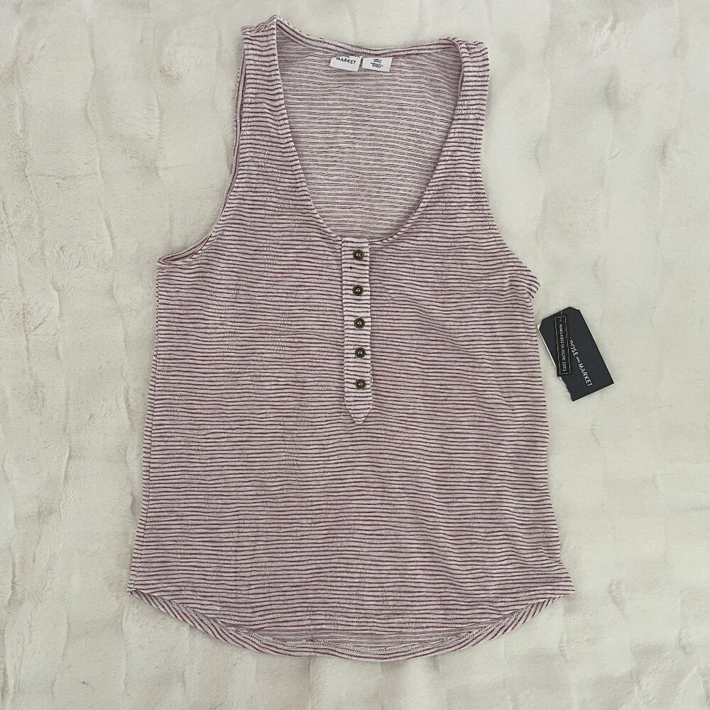 Melrose & Market Burgandy & White Sleeveless Top XS -NWT